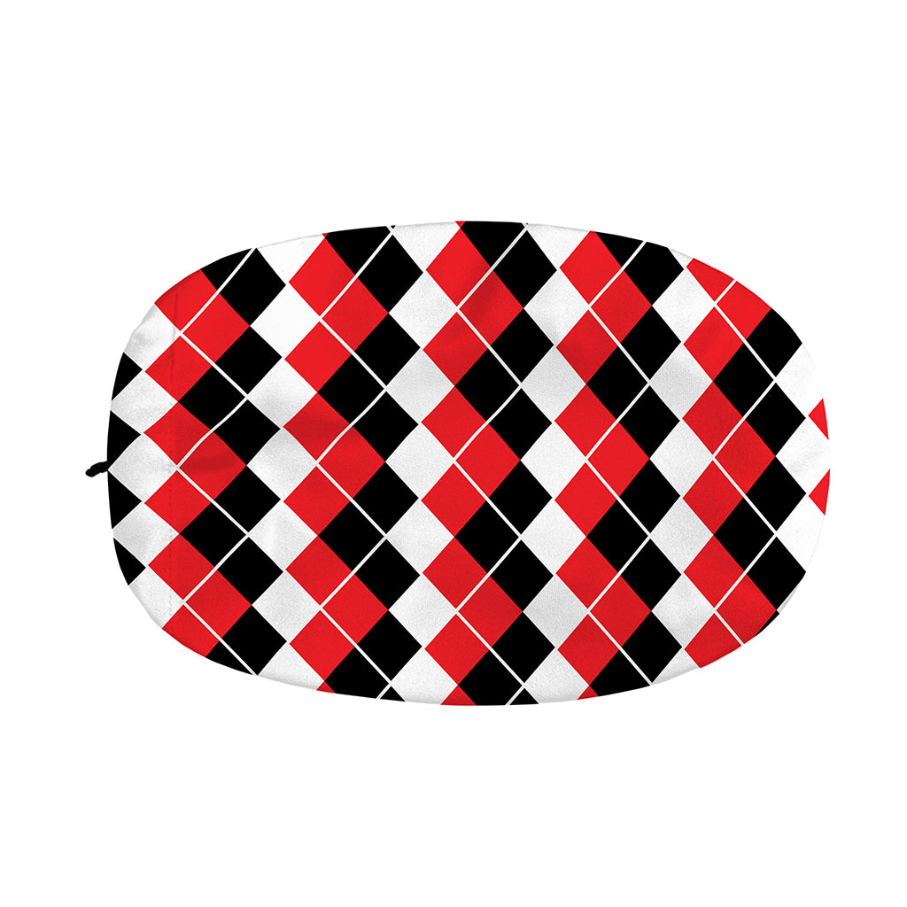 Red Black And White Argyle Print Car Side Mirror Covers