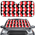 Red Black And White Argyle Print Car Windshield Sun Shade