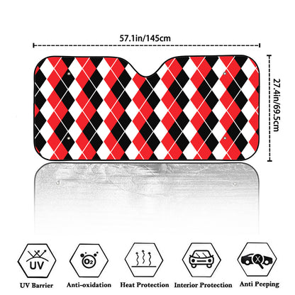 Red Black And White Argyle Print Car Windshield Sun Shade
