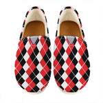 Red Black And White Argyle Print Casual Shoes