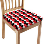 Red Black And White Argyle Print Chair Cushion Cover