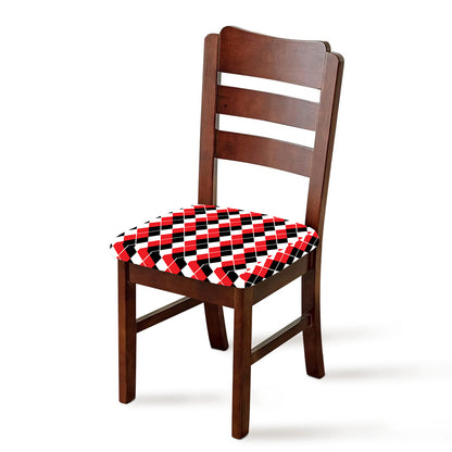 Red Black And White Argyle Print Chair Cushion Cover