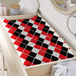 Red Black And White Argyle Print Changing Pad Cover
