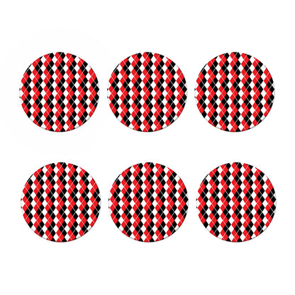 Red Black And White Argyle Print Coaster Set