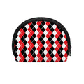 Red Black And White Argyle Print Coin Purse