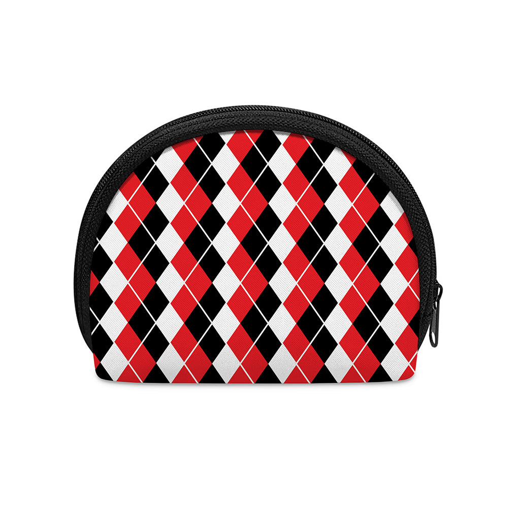 Red Black And White Argyle Print Coin Purse