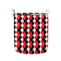 Red Black And White Argyle Print Collapsible Laundry Basket