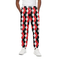 Red Black And White Argyle Print Cotton Sweatpants