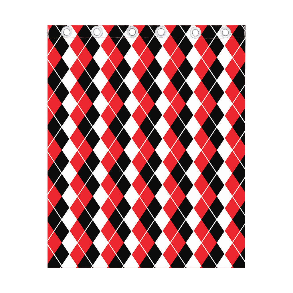 Red Black And White Argyle Print Curtain
