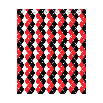 Red Black And White Argyle Print Curtain