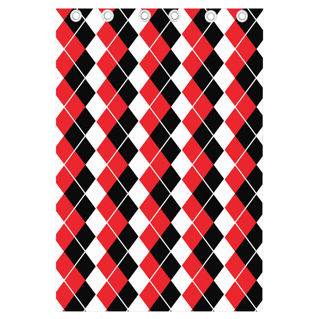 Red Black And White Argyle Print Curtain