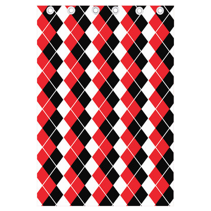 Red Black And White Argyle Print Curtain
