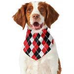 Red Black And White Argyle Print Dog Bandana