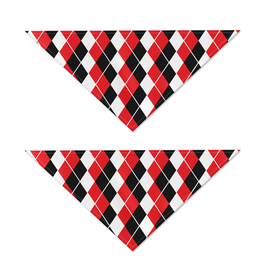 Red Black And White Argyle Print Dog Bandana