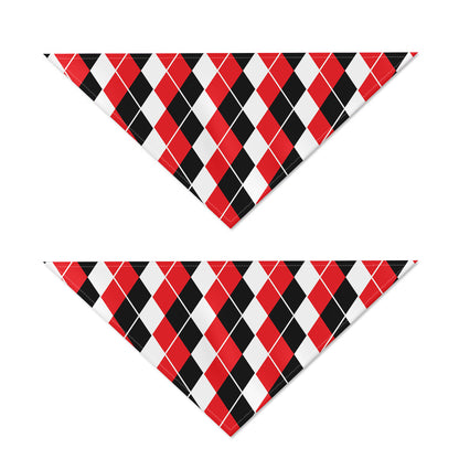 Red Black And White Argyle Print Dog Bandana