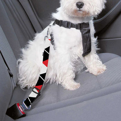 Red Black And White Argyle Print Dog Seat Belt