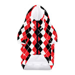 Red Black And White Argyle Print Dog Zip Up Hoodie