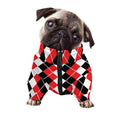 Red Black And White Argyle Print Dog Zip Up Jacket