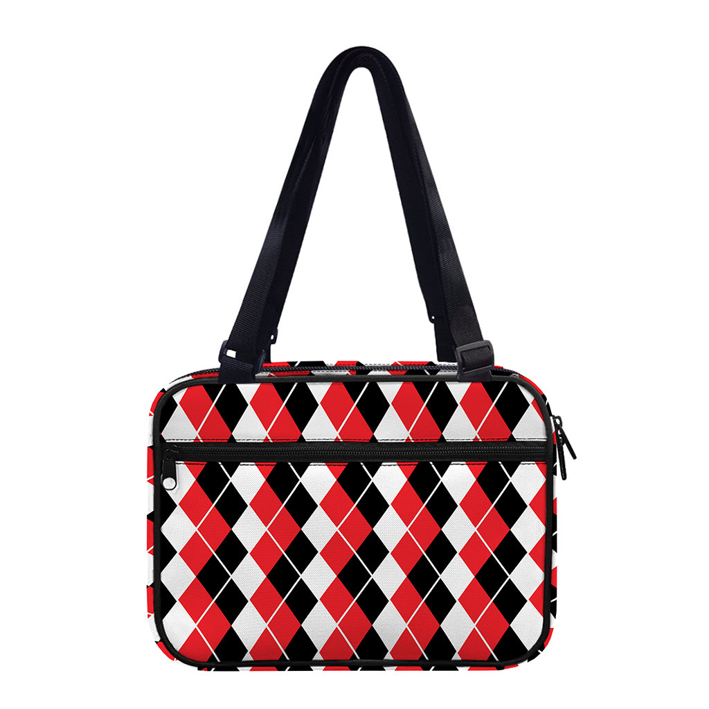 Red Black And White Argyle Print Double Strap Bible Bag