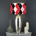 Red Black And White Argyle Print Drum Lamp Shade