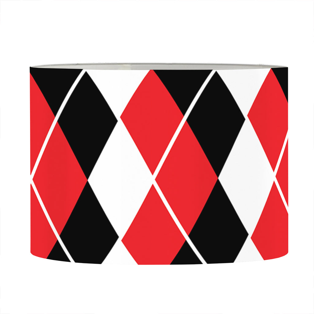 Red Black And White Argyle Print Drum Lamp Shade