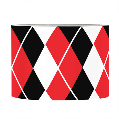 Red Black And White Argyle Print Drum Lamp Shade