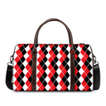 Red Black And White Argyle Print Duffle Bag