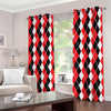 Red Black And White Argyle Print Extra Wide Grommet Curtains