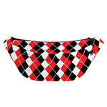 Red Black And White Argyle Print Fanny Pack