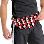 Red Black And White Argyle Print Fanny Pack