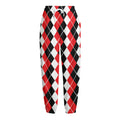 Red Black And White Argyle Print Fleece Lined Knit Pants