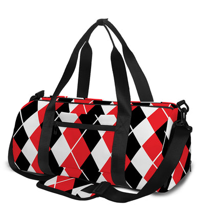 Red Black And White Argyle Print Gym Bag