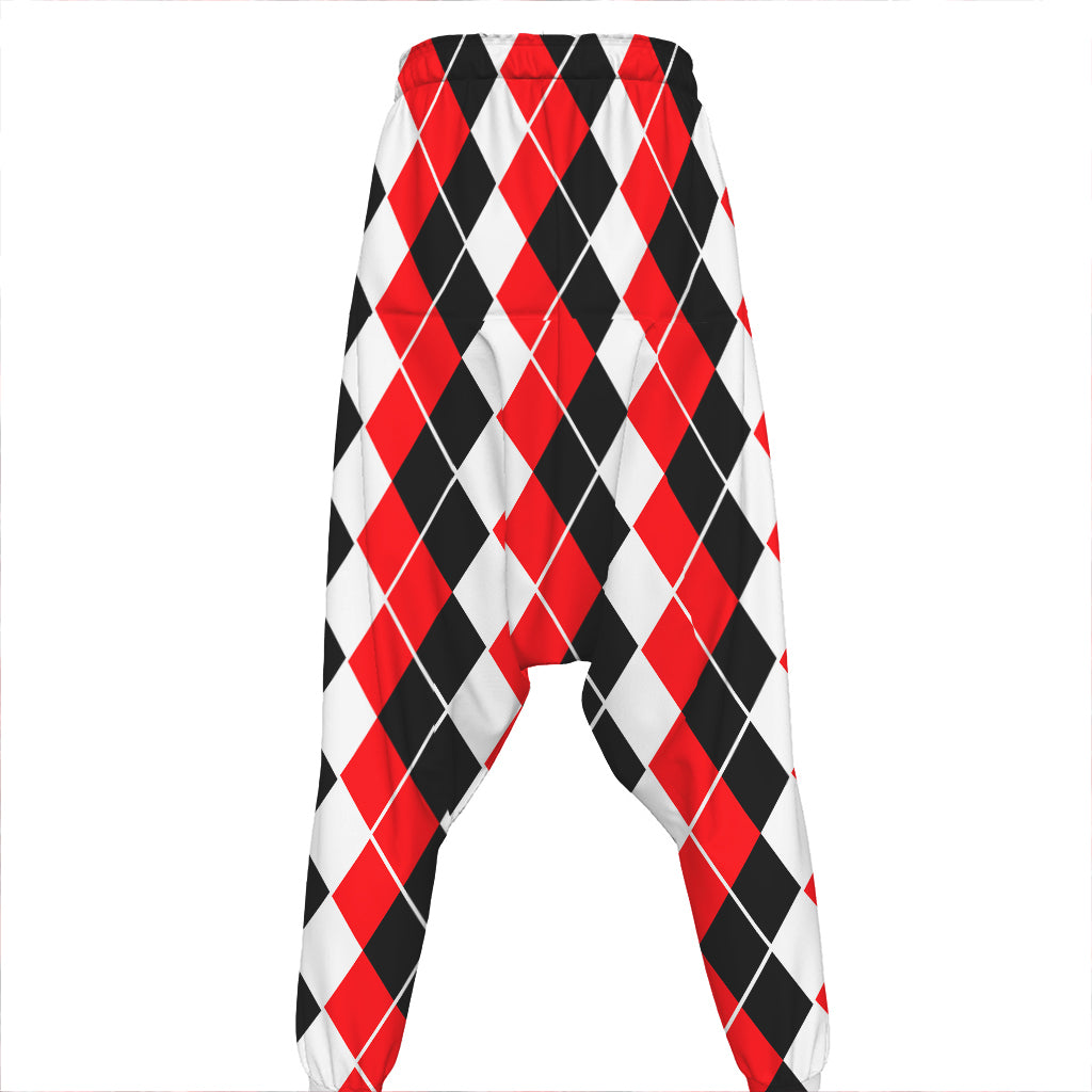 Red Black And White Argyle Print Hammer Pants
