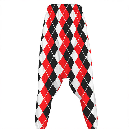 Red Black And White Argyle Print Hammer Pants