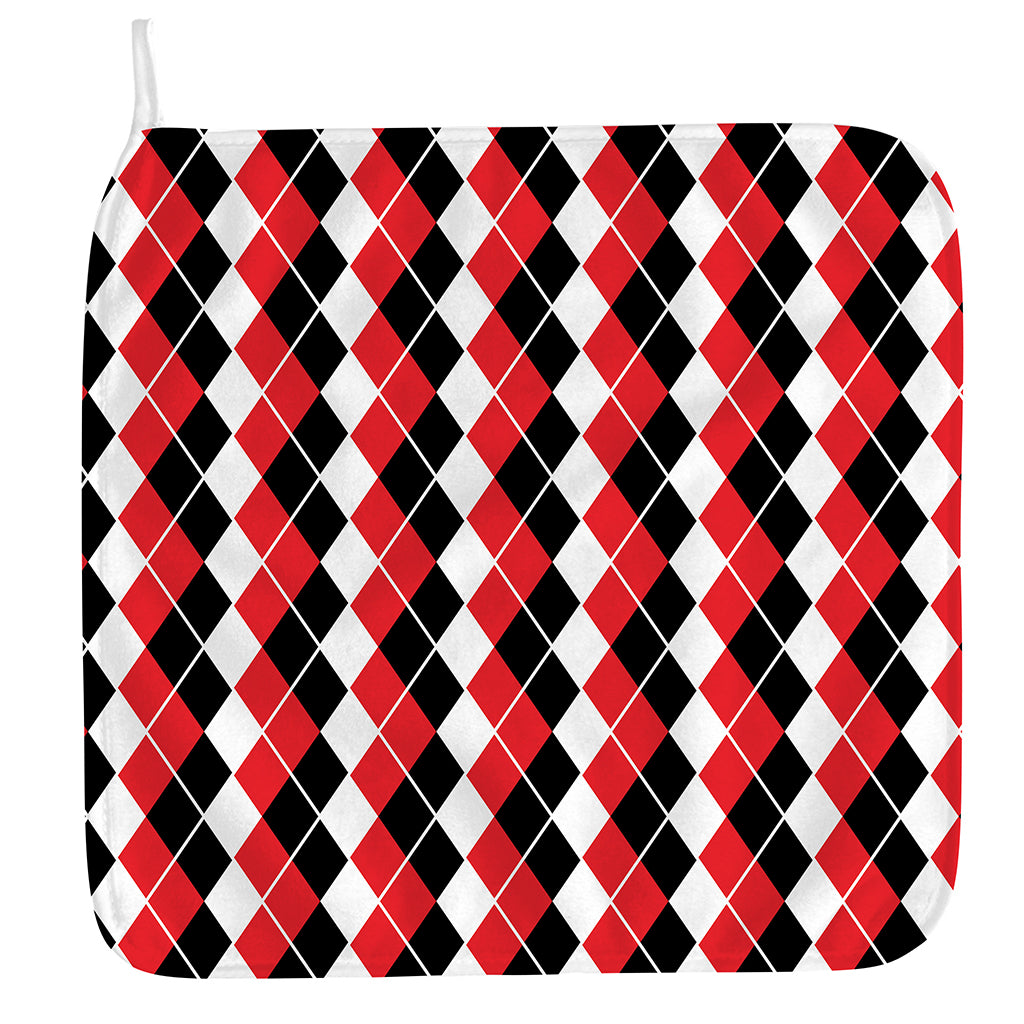 Red Black And White Argyle Print Hand Towel