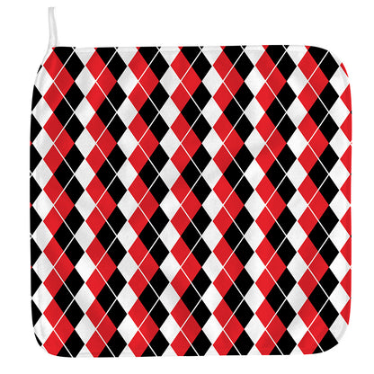 Red Black And White Argyle Print Hand Towel