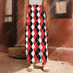 Red Black And White Argyle Print Harem Pants