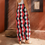 Red Black And White Argyle Print Harem Pants