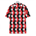 Red Black And White Argyle Print Hawaiian Shirt