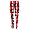 Red Black And White Argyle Print High-Waisted Pocket Leggings