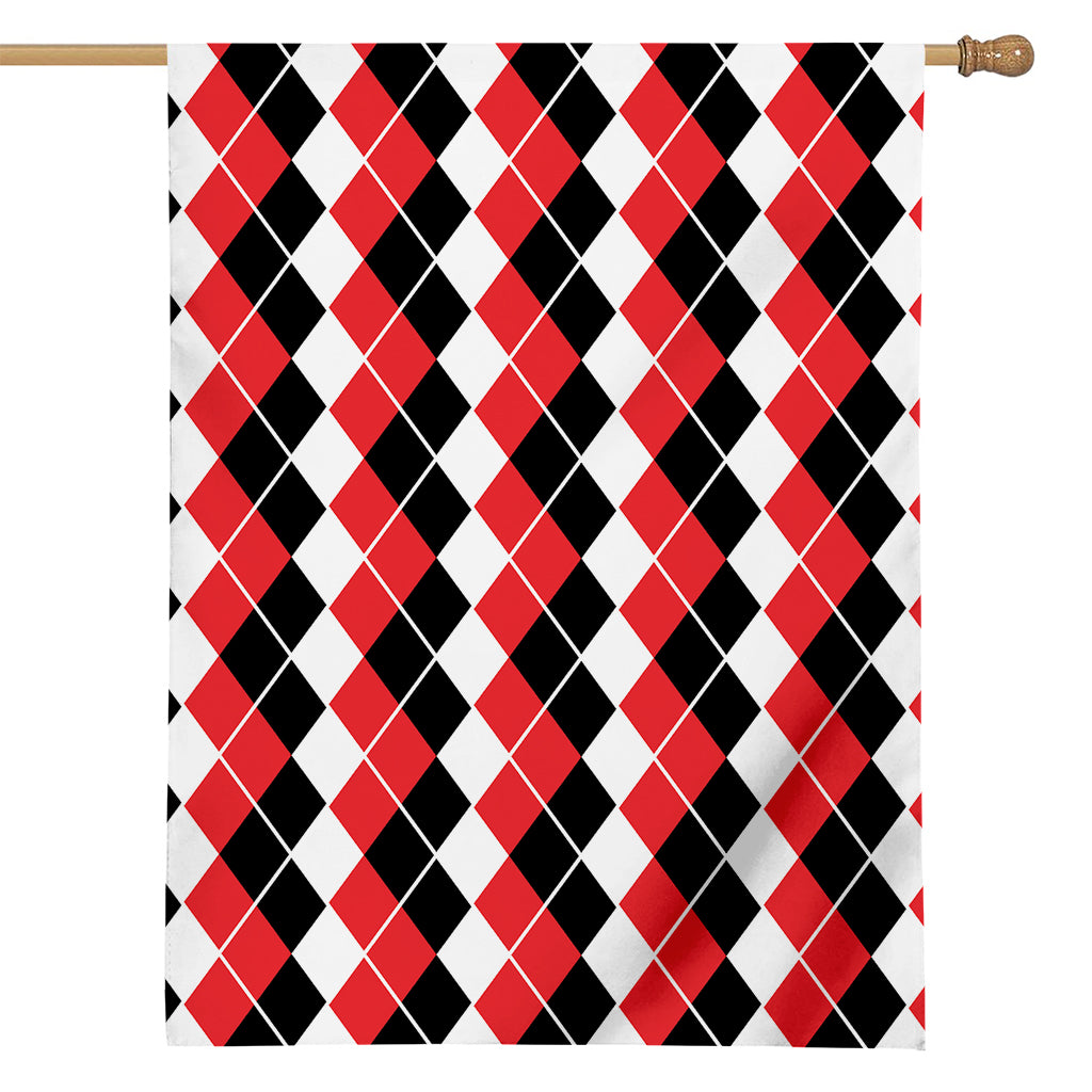 Red Black And White Argyle Print House Flag
