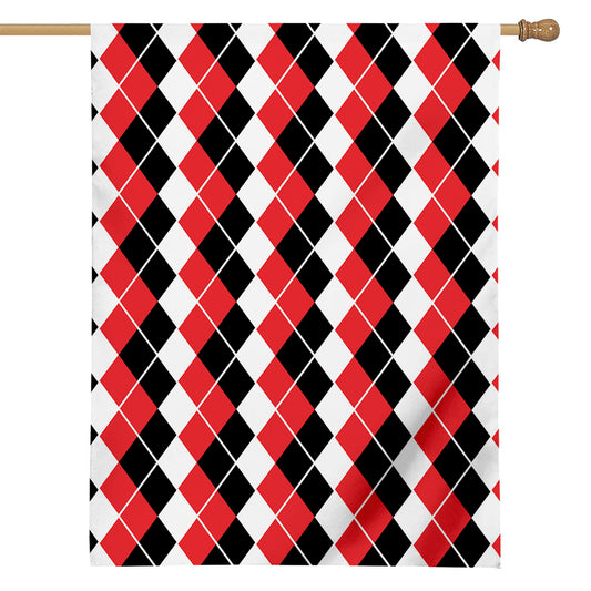 Red Black And White Argyle Print House Flag