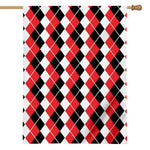 Red Black And White Argyle Print House Flag