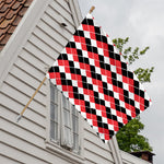 Red Black And White Argyle Print House Flag