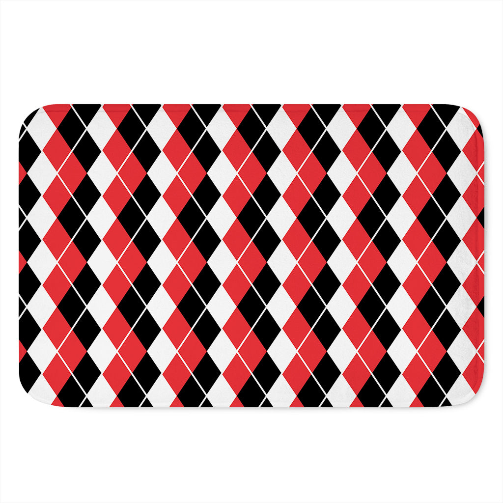 Red Black And White Argyle Print Indoor Door Mat