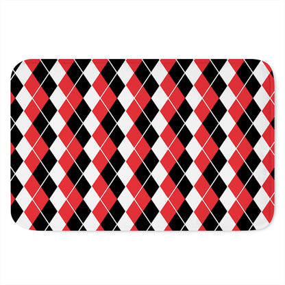 Red Black And White Argyle Print Indoor Door Mat