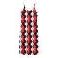 Red Black And White Argyle Print Jersey Midi Cami Dress
