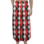 Red Black And White Argyle Print Lantern Pants