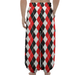 Red Black And White Argyle Print Lantern Pants