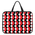 Red Black And White Argyle Print Laptop Sleeve With Handle
